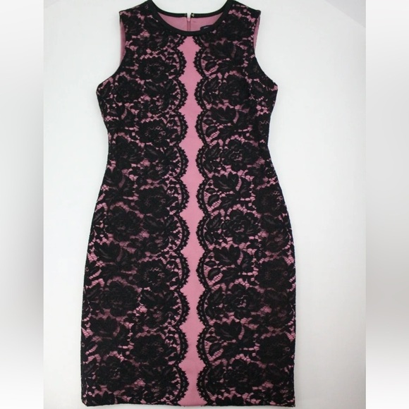 Tommy Hilfiger Black Pink Floral Crepe Sheath‎ Sleeveless Dress Size 8 - Picture 3 of 14